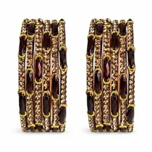 Srijman Creation Traditional Stone-Studded Glass Bangles for Women (Pack of 12) | Elegant Ethnic Churi Set | Multiple Colors | Sizes 2.4, 2.6, 2.8