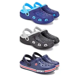 DRACKFOOT Lightweight Classic Clogs || Sandals with Slider for Men-Combo(3)-3019-3018-3015-10 Blue