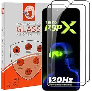 STP FEEL Premium Tempered Glass Screen Protector Guard Compatible For Tecno Pop X 5G (6.75 Inch, Pack of 2) | Edge to Edge Coverage With Easy to installation kit for Smartphone
