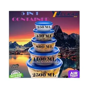 Kitchen Container |250+450+800+1400+2500 ml| Stackable Refrigerator Organizer for Fresh Food Storage | BPA-Free Kitchen Solution|Design - 8063 for Home and Kitchen