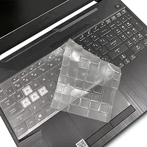 Saco Silicone Skin Keyboard Cover Compatible for ASUS TUF Gaming Laptop F15 15.6-inch FHD FX566HEB-HN249T - Launch Year 2021 - Transparent