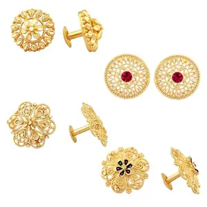 VFJ VIGHNAHARTA FASHION JEWELLERY Vighnaharta Golden Alloy Stud Earrings Combo Set(4 Pair Earrings)[VFJ1088-1118-1093-1099ERG]