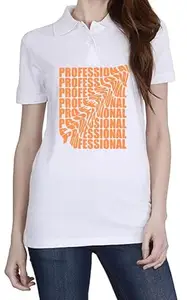 Professional (Orange) White Women Polo T-Shirt (36)