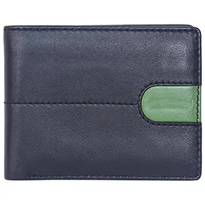 Leatherman Fashion LMN Genuine Leather Unisex Black Green Wallet (8 Card_Slots)