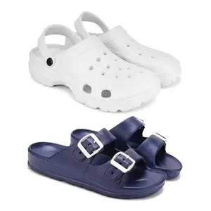 WINGSCRAFT-Lightweight Classic Clogs || Sandals with Slider Adjustable Back Strap for Men-Combo(2)-3122-3116-9 Blue