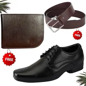 Aadab Trendy Formal Shoes/Party Shoes/Shoes Combo with Free Wallet & Belt for Men and Boys (BAZAAR2618_TCC-BR-1001) Multicolor