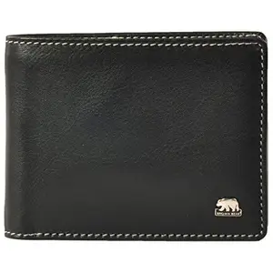 BROWN BEAR Wallet for Man, Pure Nappa Wallet for Men Leather Original, Stylish, Certified RFID Protected Slim Purse for Gents with Eight Card Pockets (Black & Red)