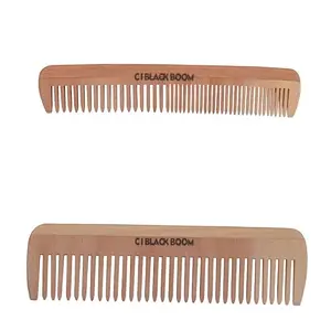 C I Black Boom Neem Wooden Hair Comb Healthy Haircare For Men & Women | Combo - Co6 and Co8