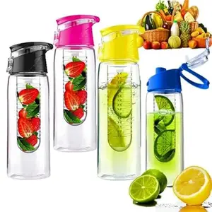 Yacht Tritan Detox Fruit & Tea Infuser Water Bottle| Wide Cap Sealed With Flip Top | BPA Free | Diffuser | Ideal for Gym, Office, Travel, Adult, Weight Loss Recipes | Detox 800ml - Transparent Bottle