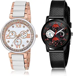 NEUTRON Quartz Analog White and Black Color Dial Women Watch - G210-(50-L-10) (Pack of 2)