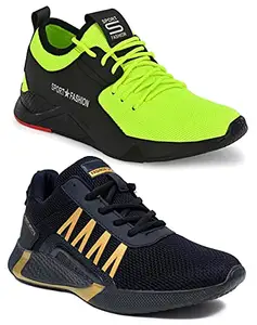 DEFLOW Combo Pack of 2 Multicolor Casual Sports Running Shoes for Men's 9 UK (Combo-(2)-180-197)