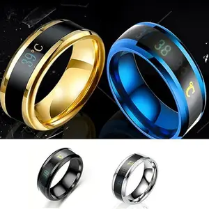 Men 4ComboSmartTemperatureRingBlackSilverBlue&Gold (IR817) B_ingBlackSilverBlue&Gold(Size20) M1_IR817