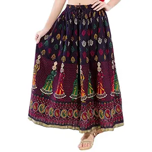 Gavika Fashion Women's Cotton Jaipuri Sanganeri Print, Wrap Around, Maxi Skirt, Rajasthani Jaipuri Women Traditional Long Mandala Hand Block Fashion Skirts. Multicolour