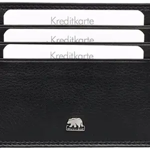 BROWN BEAR Premium RFID Card Holder Wallet for Man | Rakhi Gift for Brother | Pure Nappa Wallet for Men Leather Original | ID/Visiting/Debit/Credit Card Holder (Black)