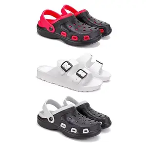 DRACKFOOT-Lightweight Classic Clogs || Sandals with Slider Adjustable Back Strap for Men-Combo(4)-3017-3113-3018-8 Black