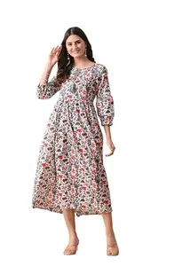 DECKEDUP Women's Women Floral Tussel Dress White