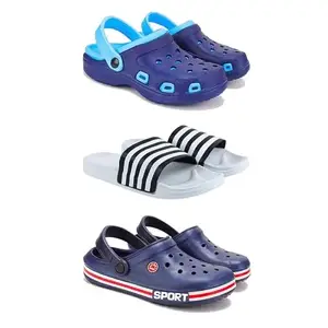 WINGSCRAFT Lightweight Classic Clogs || Sandals with Slider for Men-Combo(3)-3019-3026-3015-10 Blue