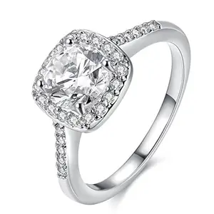 Yellow Chimes A5 Grade Crystal Royal Square Ring for Women and Girls