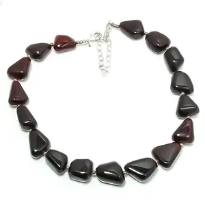 AAA+ Superb Black Onyx Stone Nuggets Shape Sterling Silver Necklace For Woman And Girls