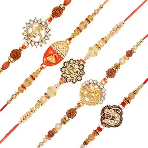 Poorak Rakhi Ganesha Collection Pack of 5 Ganesha Rakhi for Brother