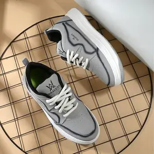 WOAKERS Men's Synthetic Leather Comfortable & Stylish Casual Shoes (Grey, 9) (WW2)