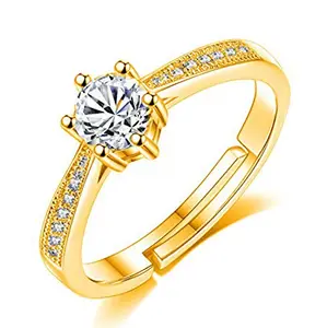 MYKI Princess Design Swarovski Elements Adjustable Ring For Women & Girls (Gold)