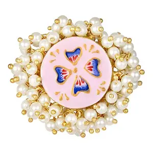 Royal Pink Hand Painted Enamel Meenakari Adjustable Finger Ring for Women Girls Indian Traditional Jewellery