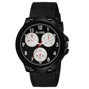 Alloro Analog Black Dial Red Hands Men's and Boy's Watch | Rubber Strap | Quartz Display