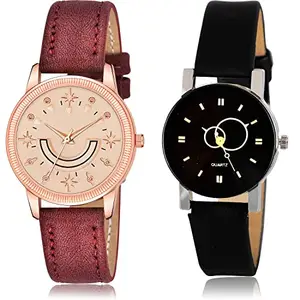 NIKOLA Collection Analog Rose Gold and Black Color Dial Women Watch - GW63-G386 (Pack of 2)