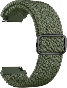 ARTMU� Nylon Elastic solo loop band, 20mm braded adjustable strap breathable Sport Replacement Watch Strap Men - Women (20mm, Green)