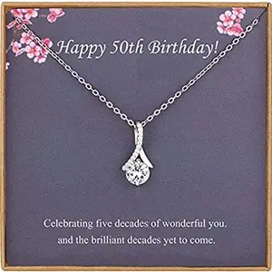 rakva 925 Sterling Silver Wife Pendant, 50th Birthday Necklace For Women, 50 Year Old Milestone Jewellery For Her