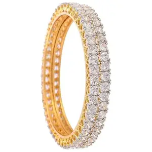 MYBLINGG ARTIFICAL BANGLES AMERICAN DIAMOND Golden Bangle Set - MBBD01