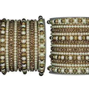 The Golden Cascade Fancy Gold Plated Bangles Kada Set for Women & Girls Traditional & Antique Jewellery (Both Hand) (Motihari, Extra Large 2.10)