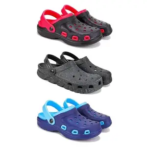 Lightweight Classic Clogs || Sandals with Slider Adjustable Back Strap for Men-Combo(3)-3017-3056-3019-9 Blue