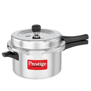 Prestige Popular Svachh Virgin Aluminium Spillage Control Outer Lid Pressure Cooker, 4 L