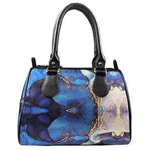 Multicolour Blue Printed Speedy Duffle Premium Handbag for Girl's and Women's