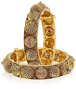 Jewels Galaxy Handcrafted Texture Design Limited Collection Broad Bangles Set Jewellery For Women & Girls (JG-BNG-555_2)