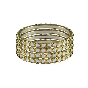 Vidhya Kangan Latest Traditional Golden stone Brass Bangle -(banx3553) Size-2.9 For Women and Girls