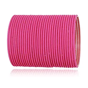 YOUNG FOREVER PLAIN MATTE BANGLES FOR WOMEN,PACK OF 36, WATERPROOF QUALITY BANGLES FOR ANY OCCASION (Pink, 2.6)