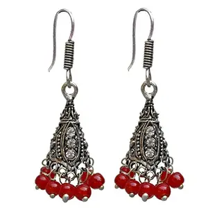 Lucky Jewellery Trendy Red Color Oxidised Plating Earring for Girls & Women (50-AEO-J401-RED-S)