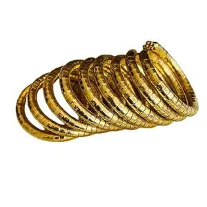 NAVMAV Golden Spiral Hoop Cuff Bracelet Bangle for Girls and Women (Pack of 1) Spring Bangles