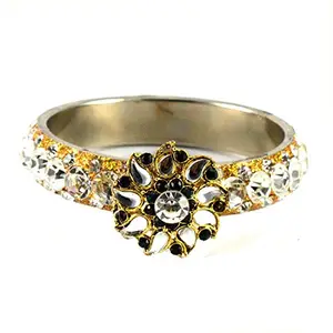 MAYA FASHION white Stone Brass Bangle Elegant Extra Large Size Bangle | Perfect Fit for Plus Size banglesTrendy and Comfortable Fit for woman and girls | (Sku-ban1470)