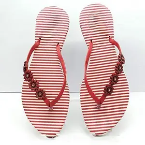 Happy Shopping - Women's Slipper Flats Footwear for Women/Stylish Slippers For Party and Formal Wear | Flat Sandal.(Multicolour).(888) (Red, UK Footwear Size System, Adult, Women, Numeric, Medium, 6)