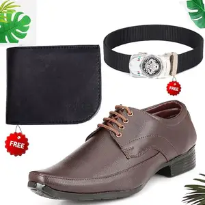Stylish Trendy Formal Shoes/Party Shoes/Shoes Combo with Free Wallet & Belt for Men and Boys (BAZAAR961_AXR-TC-1005) Multicolor