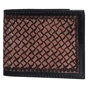 Hemener Men Brown Carved Genuine Leather Wallet - AZW0088BR