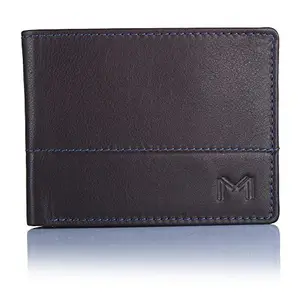 Massi Miliano Mens Genuine Leather Wallet RFID Blocking Trifold Slim Purse with Credit Card Holder Slots (CAP03, Brown)
