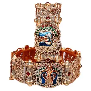 TAJ BRIDAL STORE - Best Peacock Design Rajwadi Brass Kada (Pack Of 2)