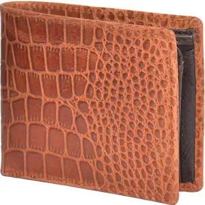 eXcorio Genuine Leather Formal 8 Card Slots Solid Wallet for Men (Tan Croco, 11X9Cm)