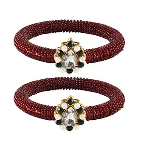 MAYA FASHION Maroon Stone Brass Bangle With Very Extra Large Size Elegant Extra Large Size Bangle | Perfect Fit for Plus Size banglesTrendy and Comfortable Fit for woman and girls | (Sku-ban2146)