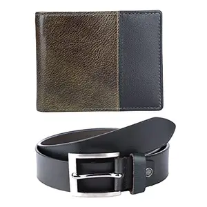 Leather Junction Green Wallet & Brown Belt Gift Set for Men (271316505140)